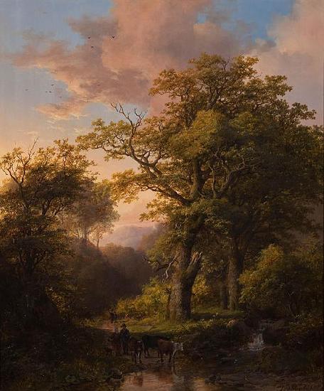 Johann Bernhard Klombeck A Forest Scene Sweden oil painting art